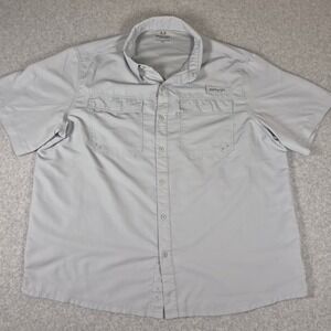 Realtree Fishing Shirt Mens 2XL Gray Short Sleeve Button Down Ventilated Pockets